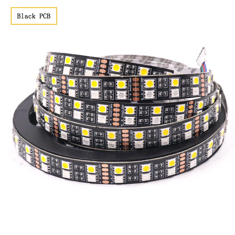 Black PCB 5 м 12 в 24 В SMD5050 Светодиодная лента 120 светодиодный s/m Двухрядные светодиодные ленты белый теплый белый rgb RGBW rgbww водонепроницаемый светодиодный свет - Испускаемый цвет: Black PCB