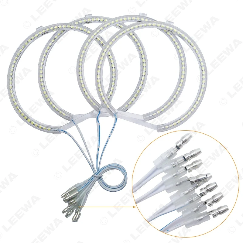 LEEWA 4X127.5mm 4pcs/Set Car LED Halo Rings Angel Eyes DRL Head Lamp For BMW E39 OEM(01-03) White/Blue/Yellow #CA4747 | Автомобили и
