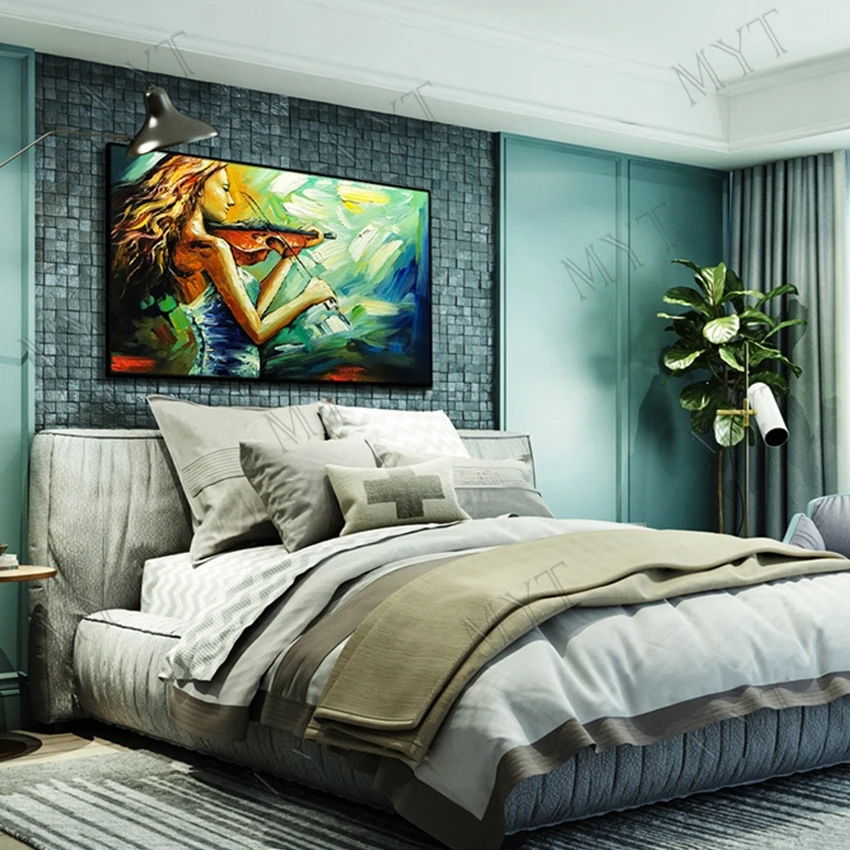 

Hand-painted figure sexy beautiful girl play piano Oil Painting On Canvas for Living Room Wall art home Decor Pictures No Framed