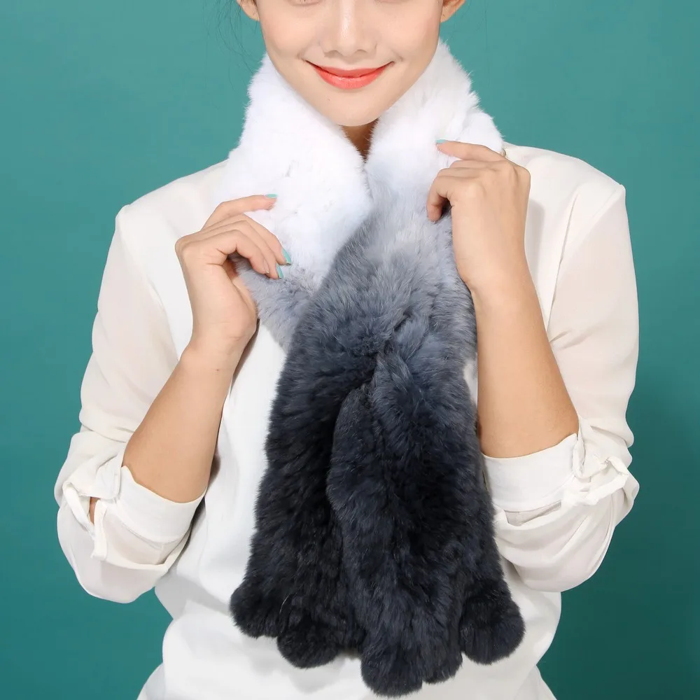 2018 Осень Зима Женский мягкий шарф из натурального меха кролика рекс шарфы diy