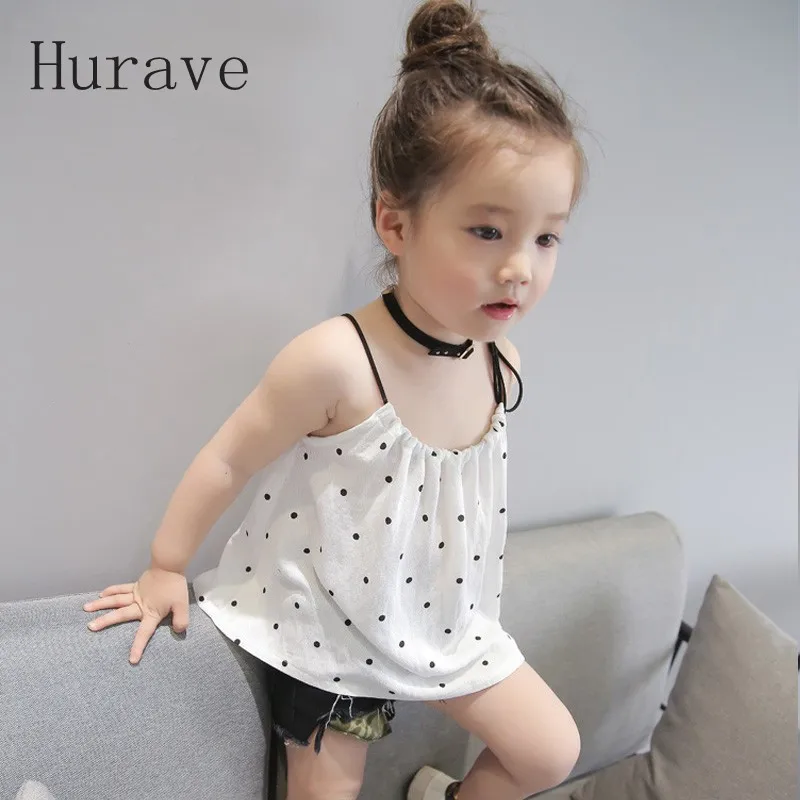 Hurave/2019 детские блузки топы для девочек топ в горошек детская рубашка Vestidos летняя