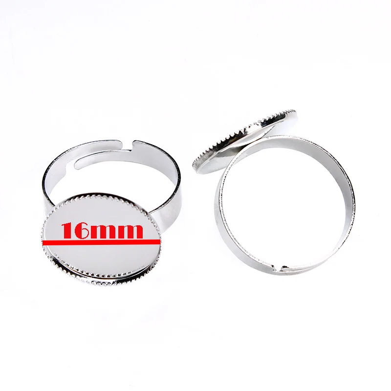 10 шт./упак. Регулируемые Пустые Кольца родиевого цвета круглые латунные