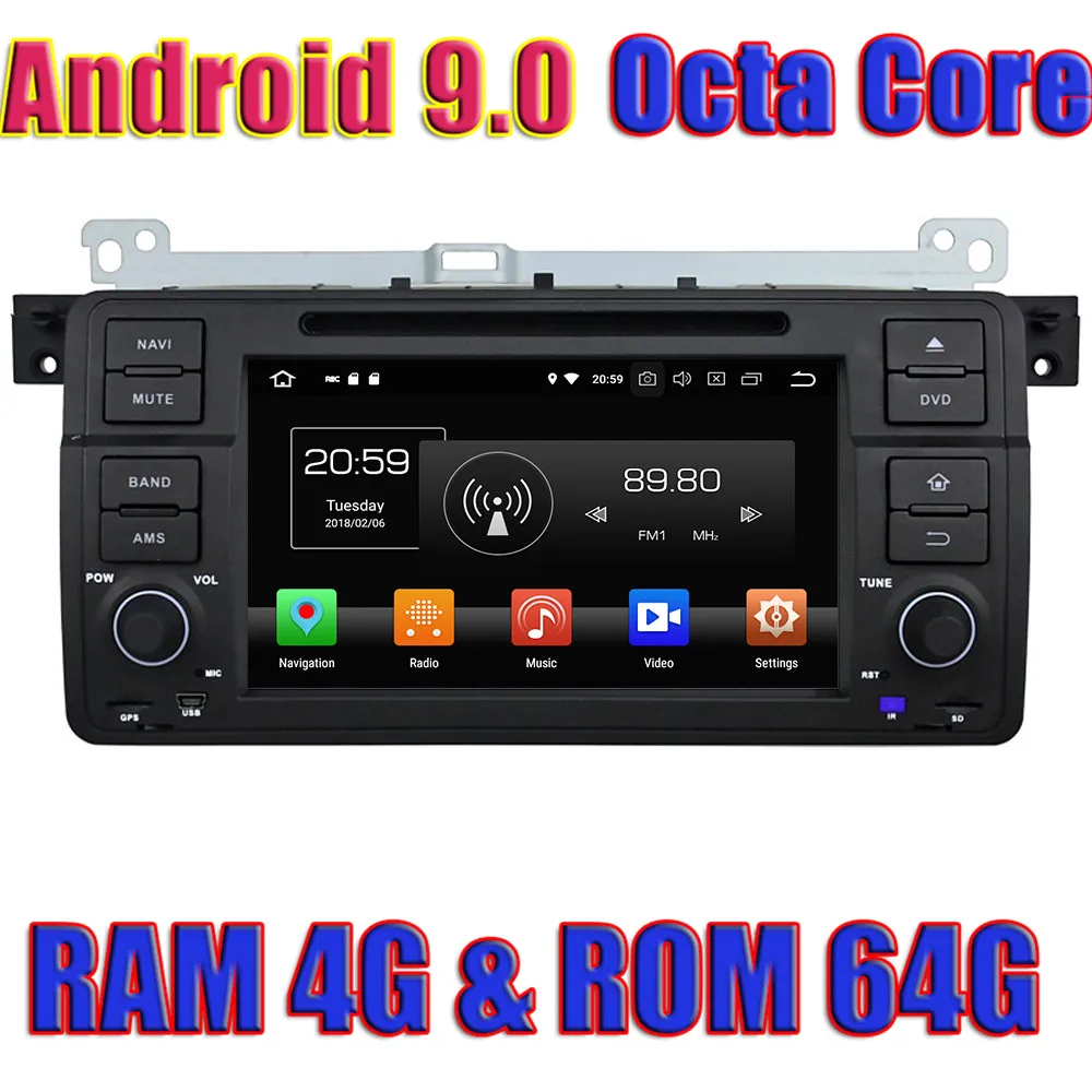 

Wanобычно 7 дюймов Восьмиядерный Android 9,0 GPS навигация для BMW E46 M3 1998 1999 2000 2001 2002 2003 2004 dvd-плеер радио 1024*600