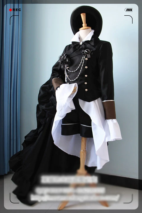 Черный Дворецкий Ciel Phantomhive партия шапка костюм для косплея + шеи рубашка пальто