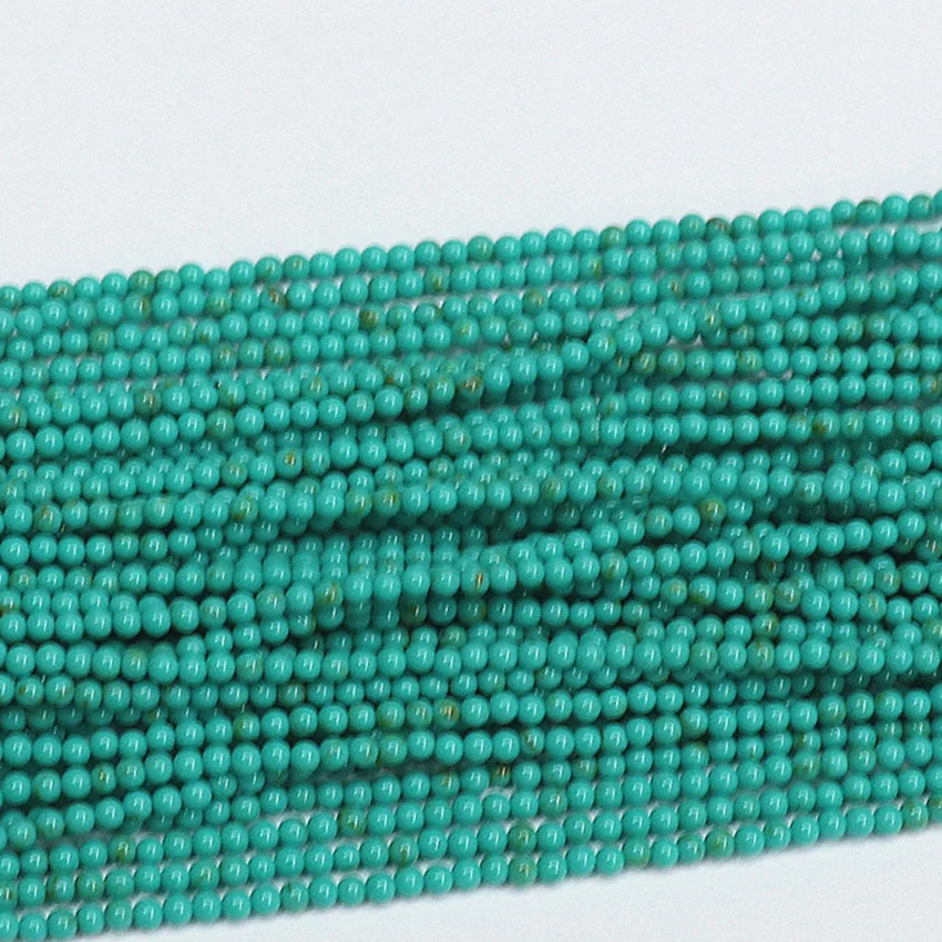 Бирюзовый голубой камень 2 мм 3 круглые бусины незакрепленные аксессуары для