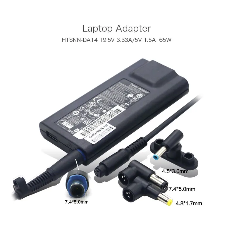 Натуральная HSTNN DA14 для HP 65W 19 5 V 3.33A 4 5*3 0 мм 7 4*5 8*1 Тонкий адаптер переменного тока