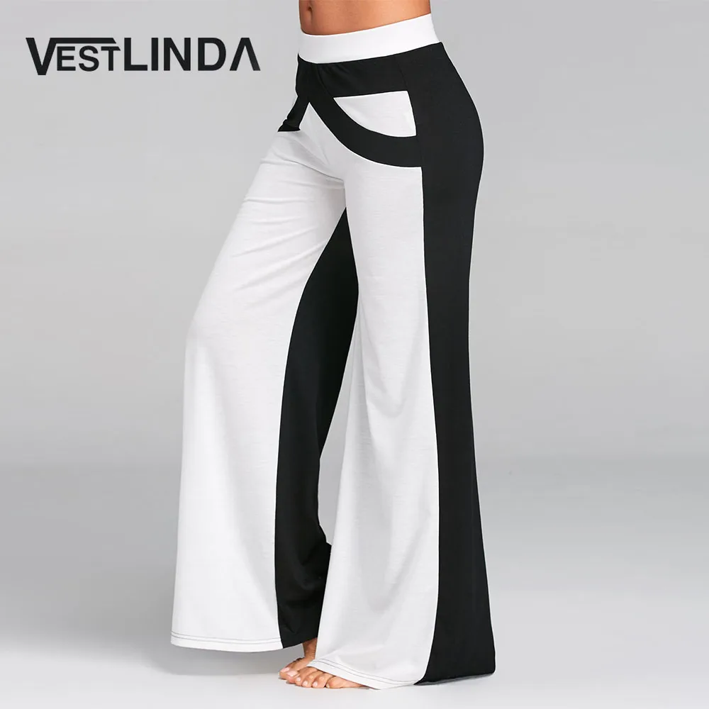 Широкие брюки VESTLINDA с цветными блоками повседневные свободные прямые на плоской