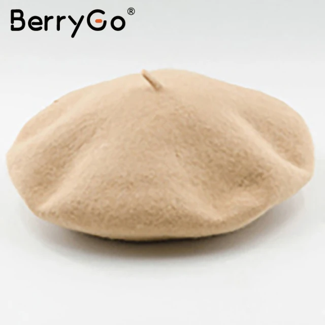 BerryGo, зимний шерстяной женский берет шапка Кепка, Повседневная Уличная одежда, Черный берет, кепка, элегантный теплый осенний женский Французский Берет, шапочка - Цвет: Color18