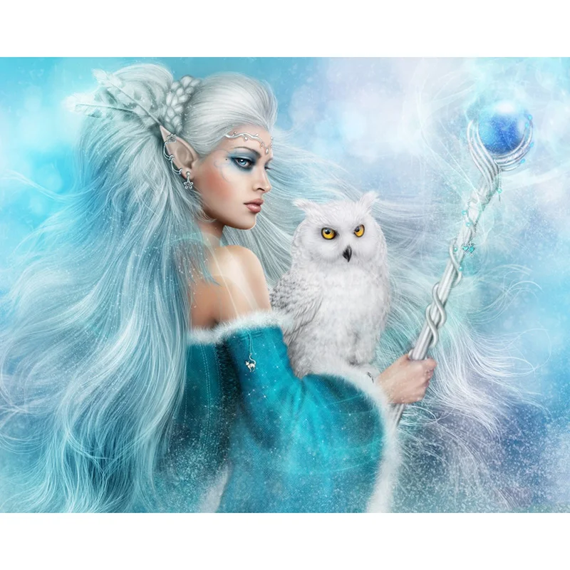 5D DIY diamond embroidery beauty and owl full square painting Cross Stitch Rhinestone mosaic home decoration | Дом и сад