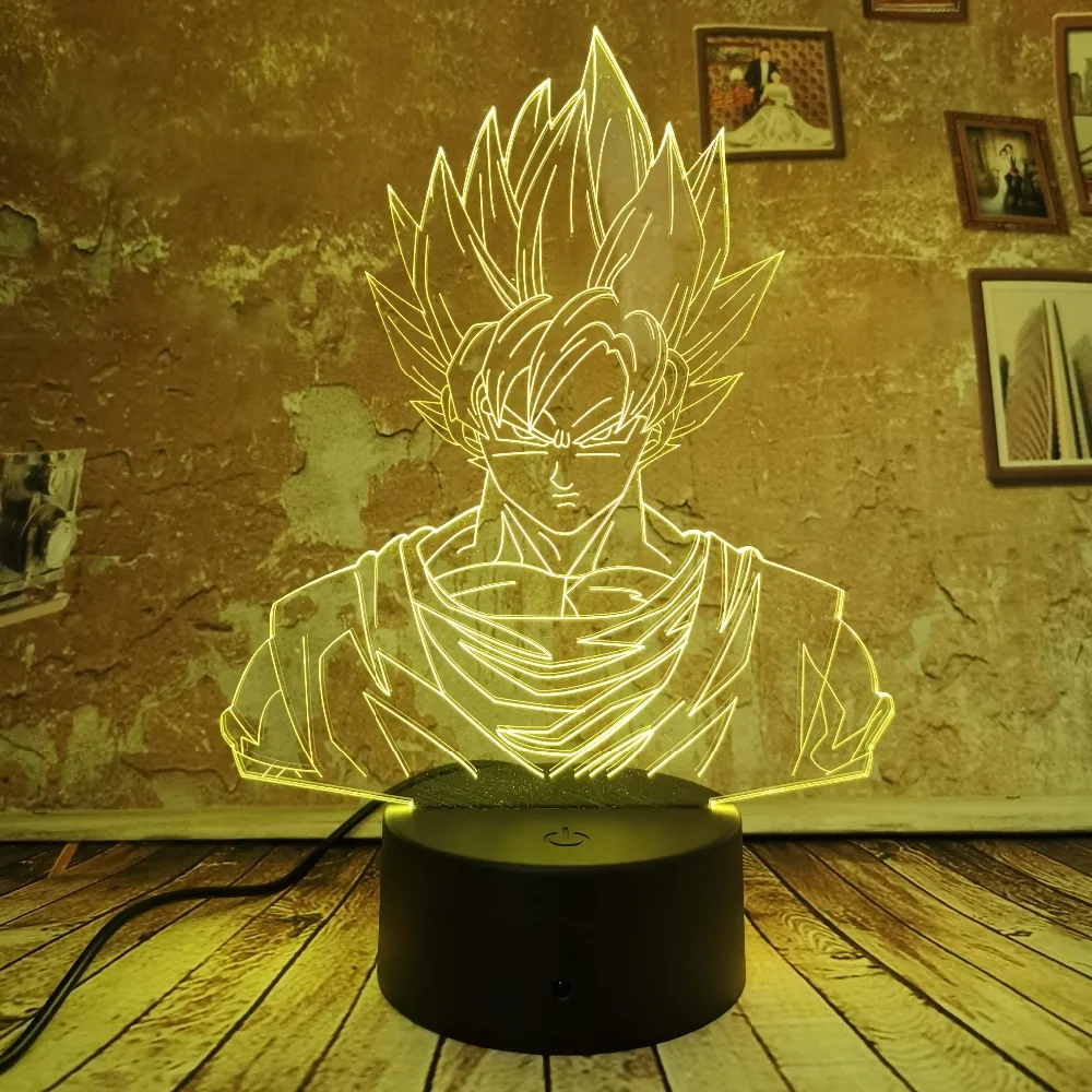 Cool Drgon Ball Son Goku 3D LED ночник 7 Авто Цвет Градиент Иллюзия USB для мальчиков Детский