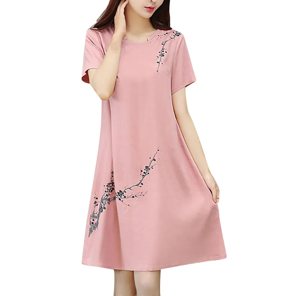 Женское платье с цветочным принтом однотонное вечернее А силуэта о вырезом и