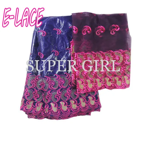 5 ярдов Базен кружево + 2 чистая кружева вышитые кружевной ткани Африканский