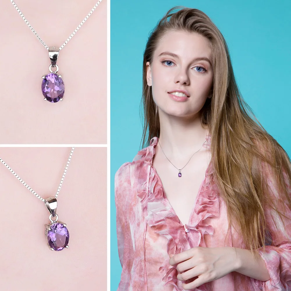 Jewelrypalace Овальный 1.7ct натуральный фиолетовый аметисты камень пасьянс подвеска