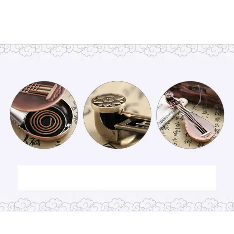 

Guitar Instrument Shaped Incense Stick Zinc Alloy Incense Burner Plated Censer Coil Base Plug Incense Creative Gift Portable