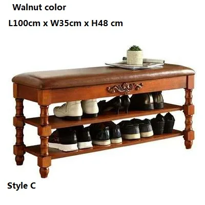 C walnut L100CM Американская дверная скамья для замены обуви из твердой древесины, резная обувь, стойка для теста, скамья для обуви, Многофункциональная скамья для хранения дивана - Цвет: C walnut L100CM