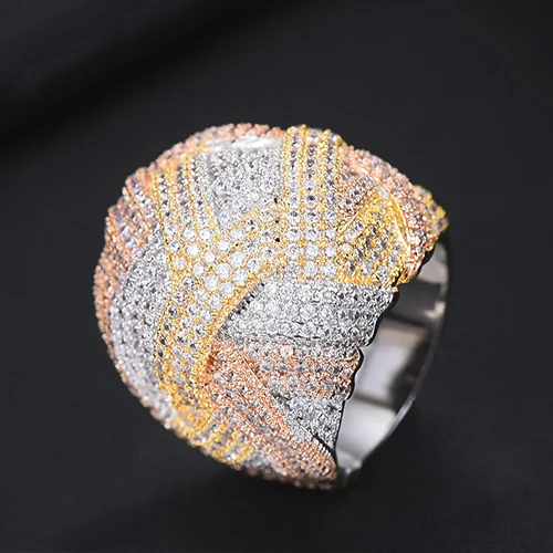 H107DGR SISCATHY Hot Trendy Geometric Wide Cubic Zirconia Rings for Women Fashion Jewelry Dubai Bridal Engagement Wedding Rings - Цвет основного камня: H107DGR