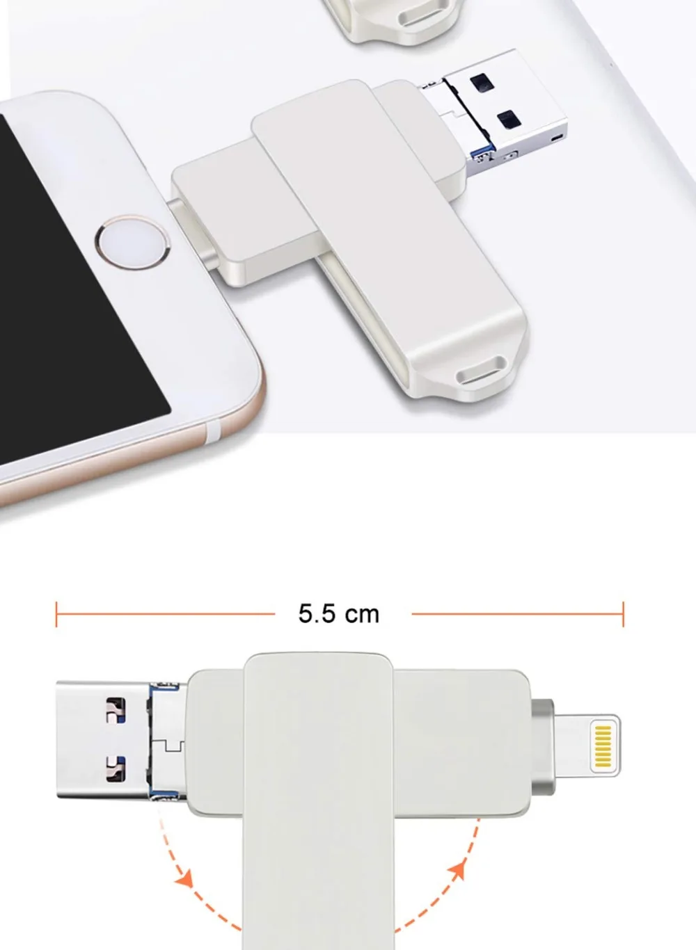 IPhone USB флэш-накопитель 256GB USB 3,0 Usb палка 3 в 1 карта памяти внешний usb-накопитель устройства памяти для iPhone/Android