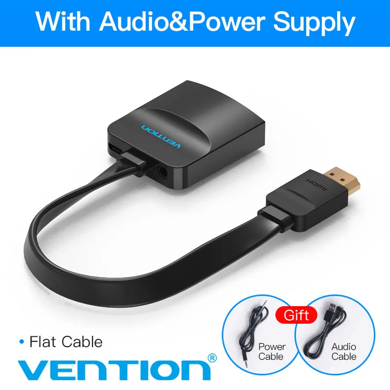 Flat Cable ACKBB Vention HDMI в VGA адаптер цифро-аналоговый видео аудио конвертер кабель 1080p для Xbox 360 PS3 PS4 ПК ноутбук ТВ коробка проектор - Цвет: Flat Cable ACKBB