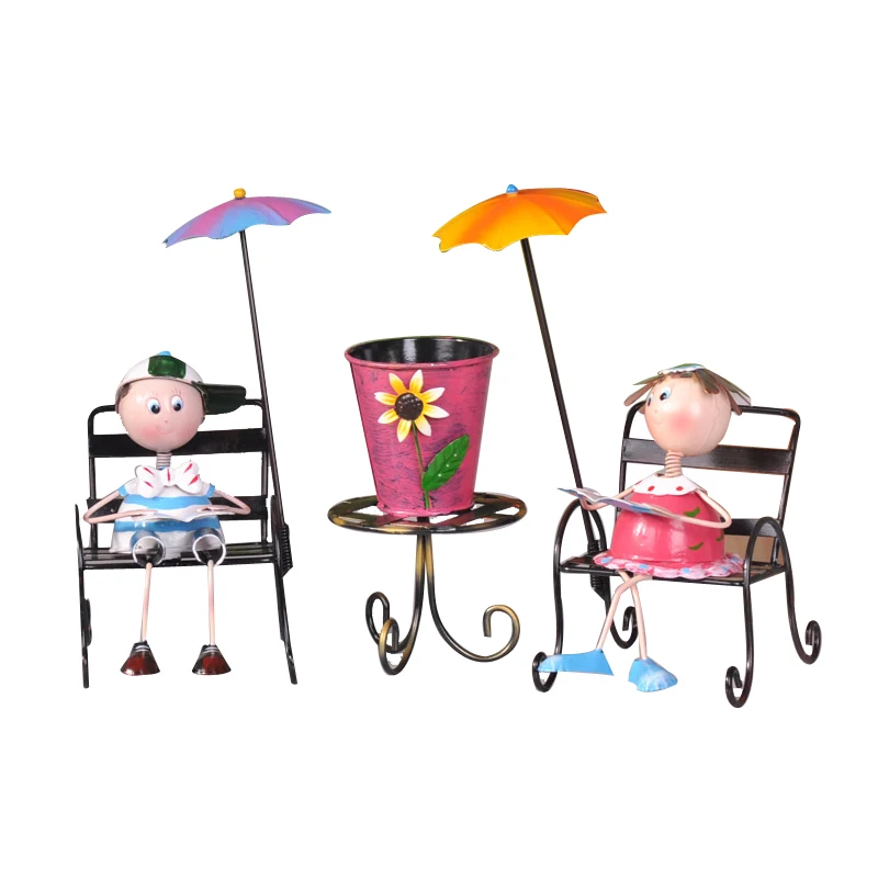 

Окрашенная вручную прекрасная большая пляжная жестяная кукла костюм Креативные украшения для дома металлические поделки свадебные подарк...