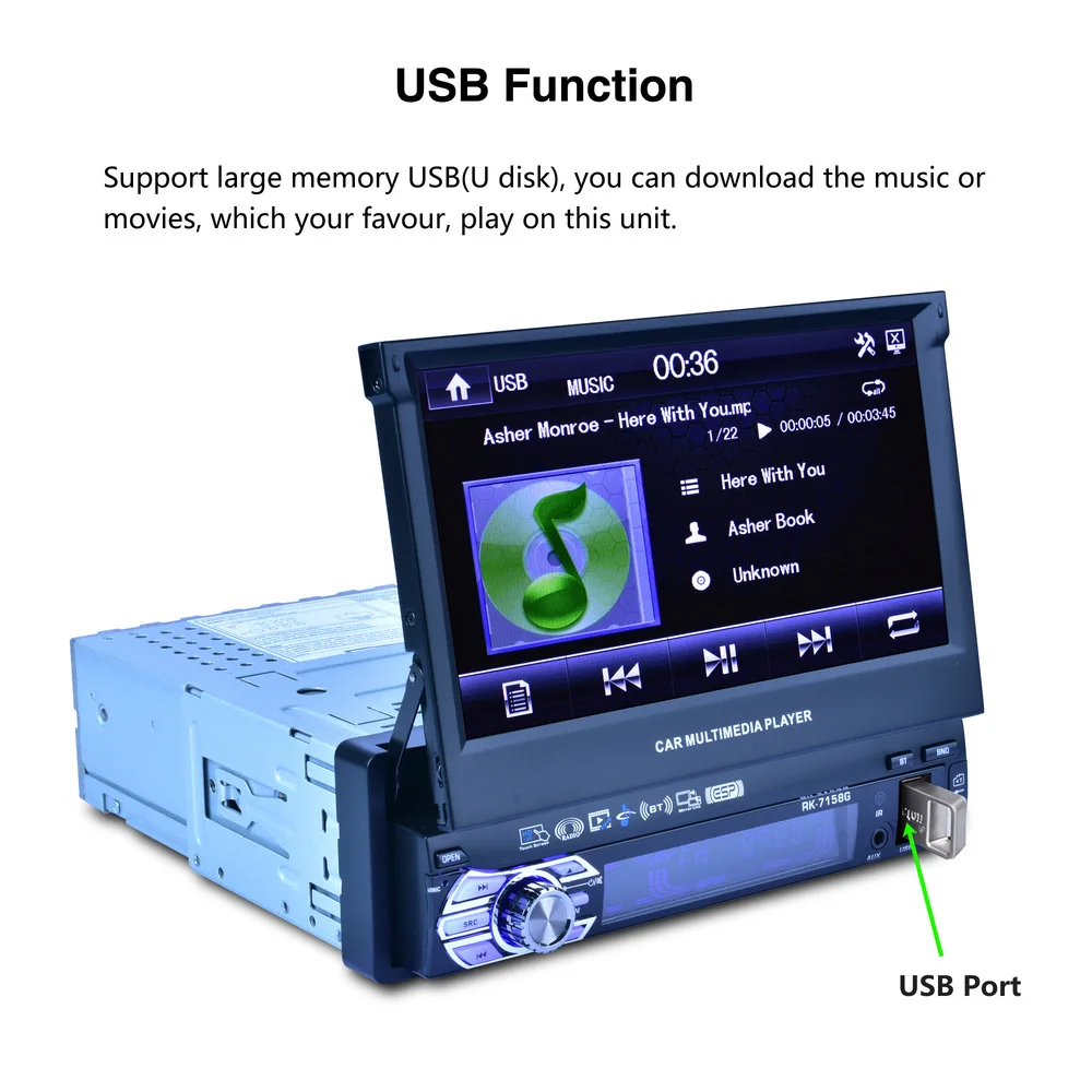 1din HD 7 &quotвыдвижной сенсорный экран автомагнитола медиаплеер MP5 Bluetooth FM радио GPS
