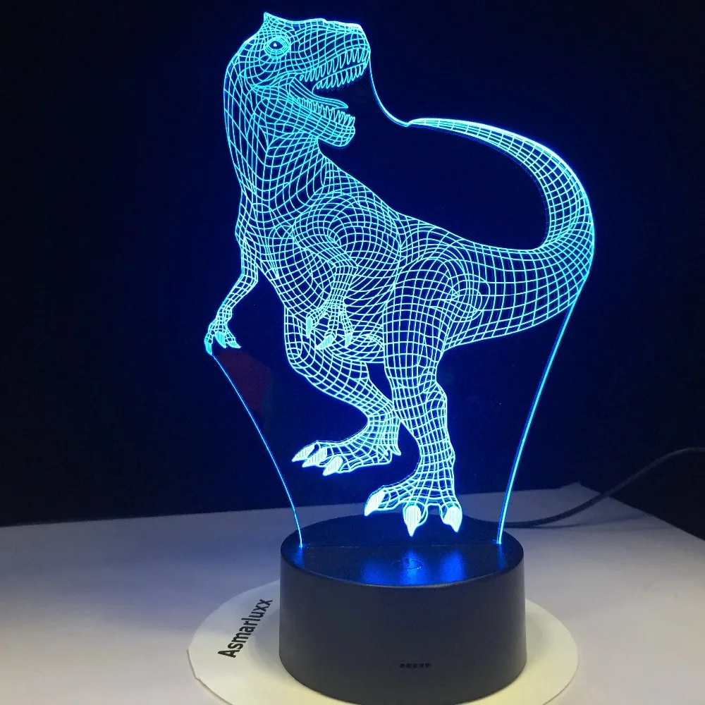 Тираннозавр Рекс с динозаврами 3D светодиодный светильник Ночной s 7 цветов для