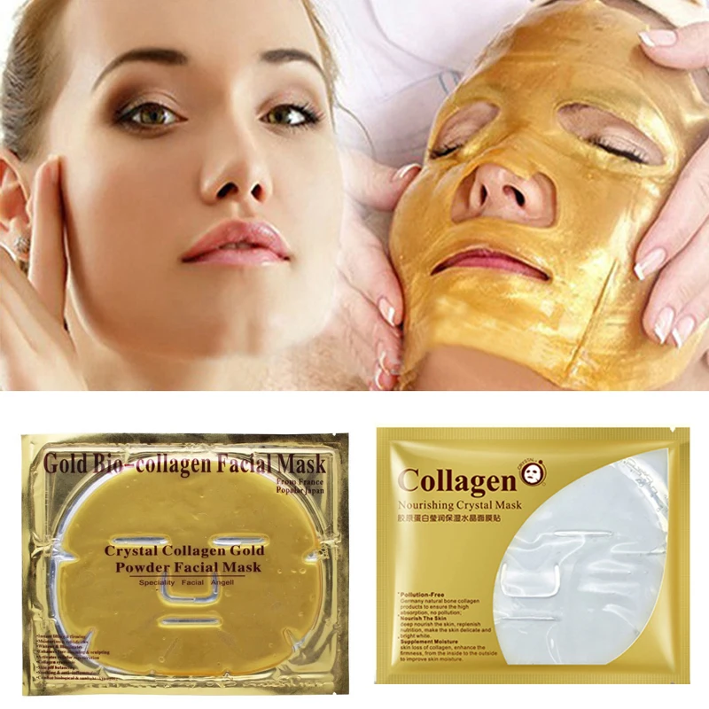 

10Pcs Bioaqua 24K Gold Collagen Face Mask Crystal Gold Collagen Facial Masks Moisturizing Anti-aging Skin Care Korean Mask