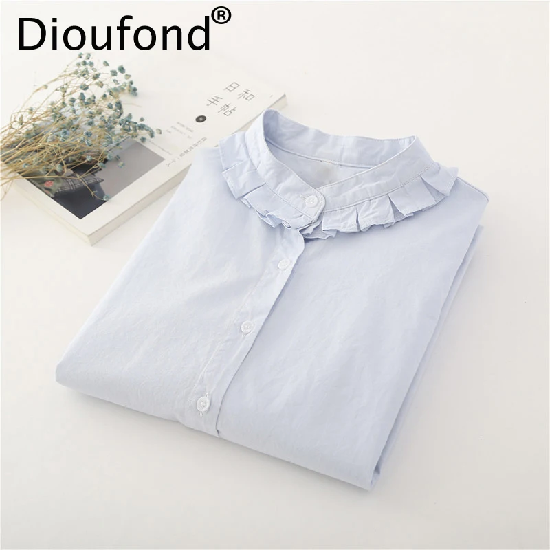 Женская блузка с длинным рукавом воротником стойкой и оборками|blouse long|women blouse long