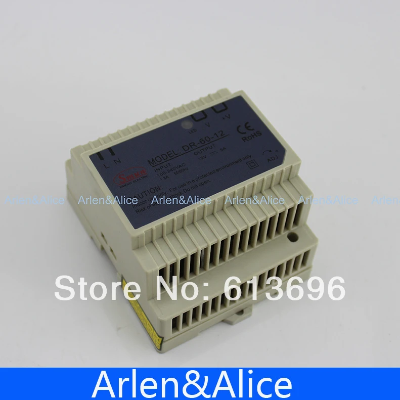 60 Вт 12В 5А din рейка с одним выходом импульсный источник питания AC в DC SMPS|power supply for
