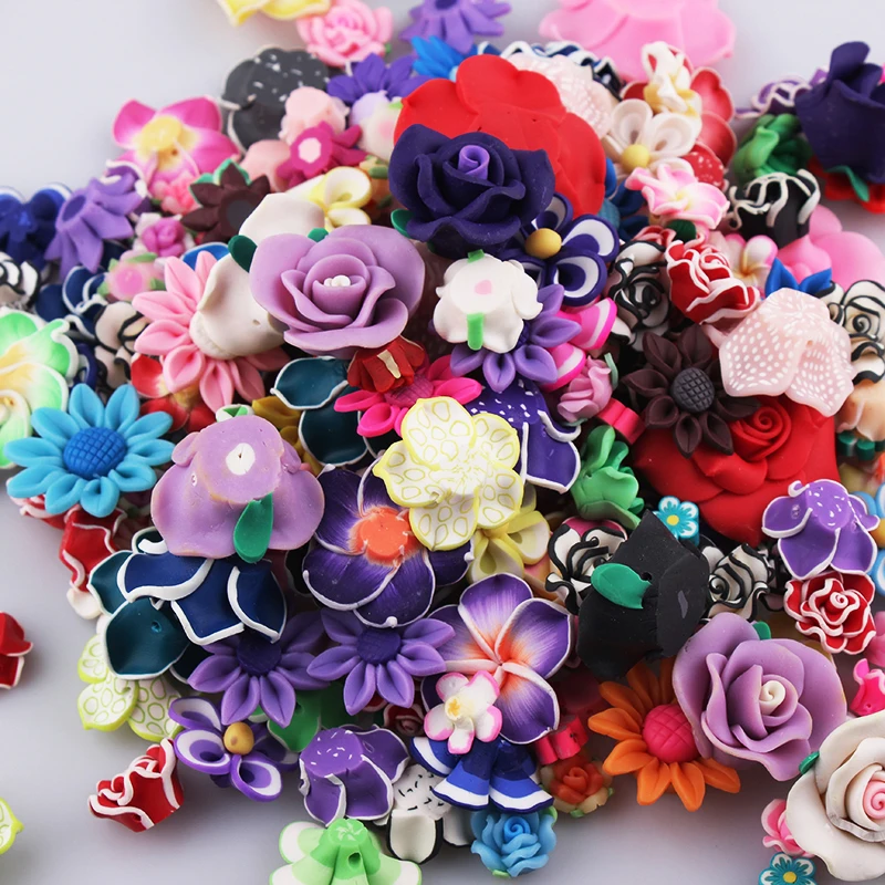 30 шт. микс 10 35 мм цветная Полимерная глина Fimo Цветочные бусины для