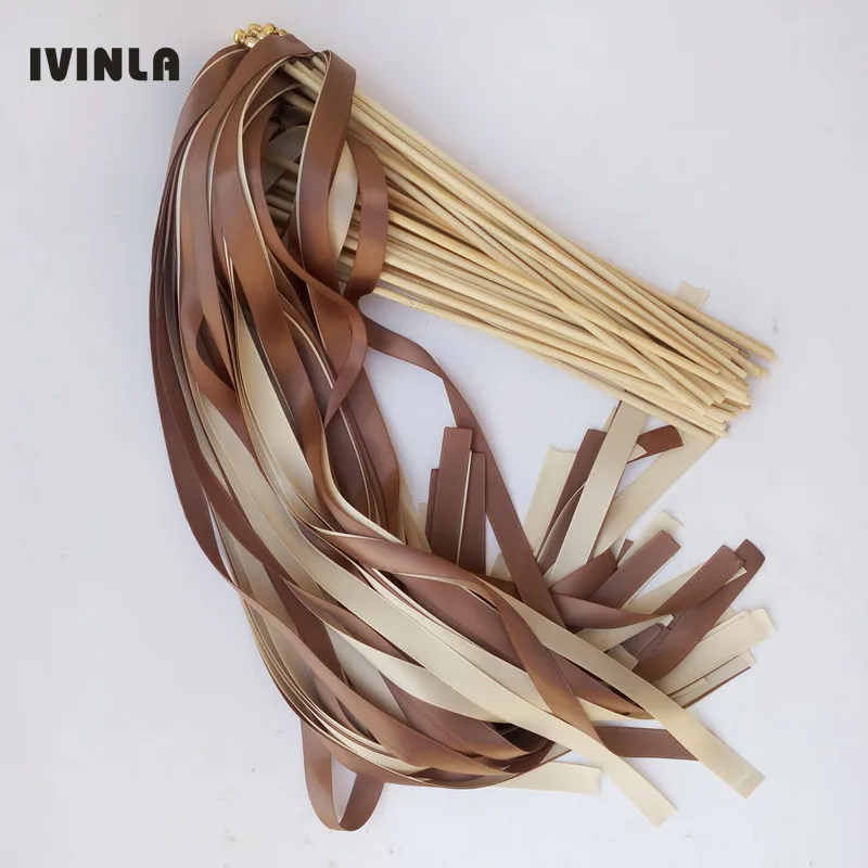 

Newest 50pcs/lot Chocolates wedding ribbnon wands for wedding decoration