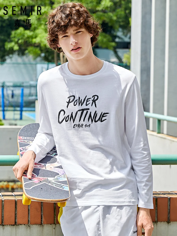 Мужская футболка с длинным рукавом SEMIR простой пуловер круглым вырезом