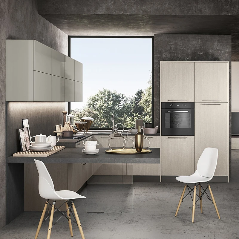 Лак глянцевый меламин роскошный простой дизайн деревянные кухонные шкафы с