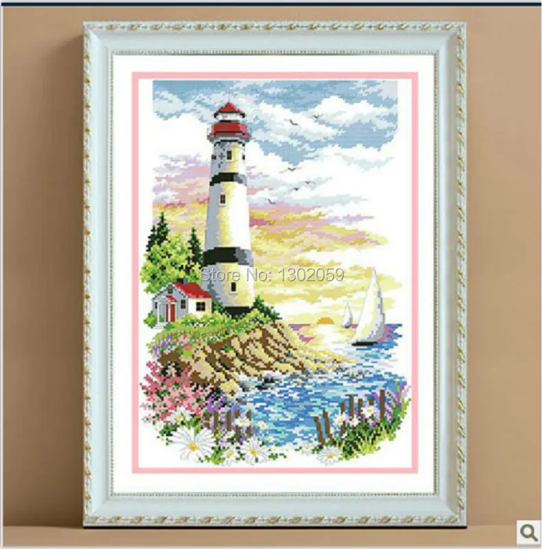 Factory Sale Needlework Embroidery Cross Stitch Kit Lighthouse Beacon Oil Painting Sea | Дом и сад