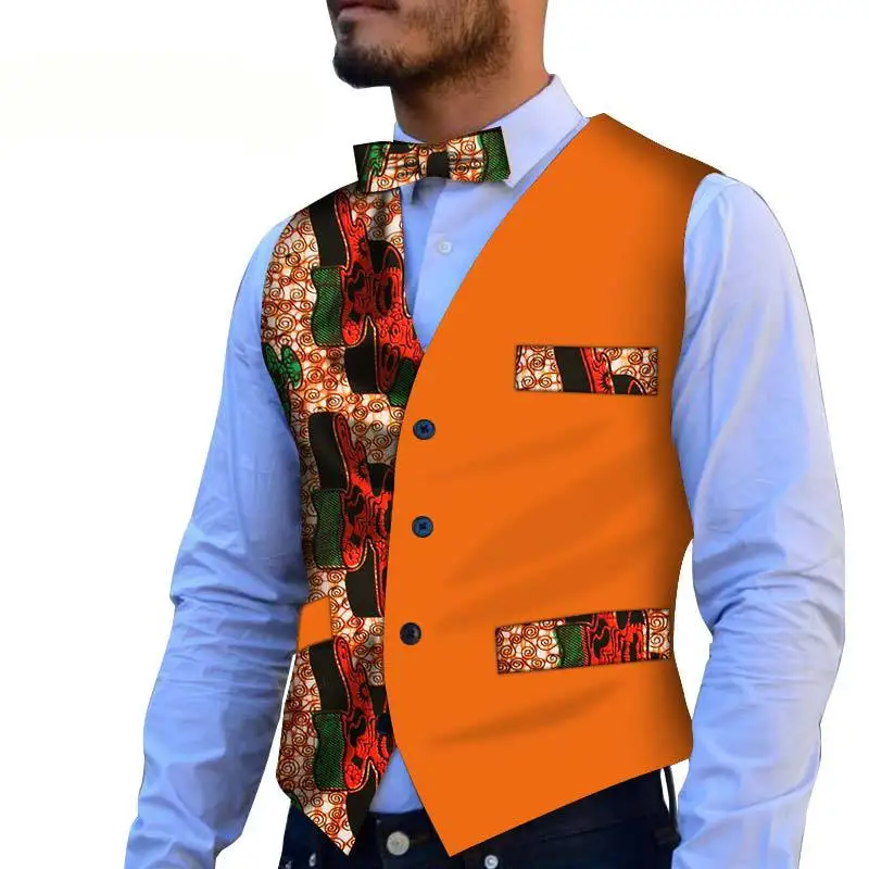 20 Real New Bazin Dress African For Spring And Summer African Men Cotton Plus Size Suit(shirts+vest) M-6xl - Цвет: 20