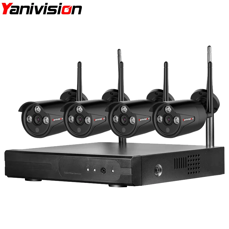 1080P 4CH Беспроводная NVR CCTV система wifi 2.0MP ИК наружная Пуля P2P IP камера