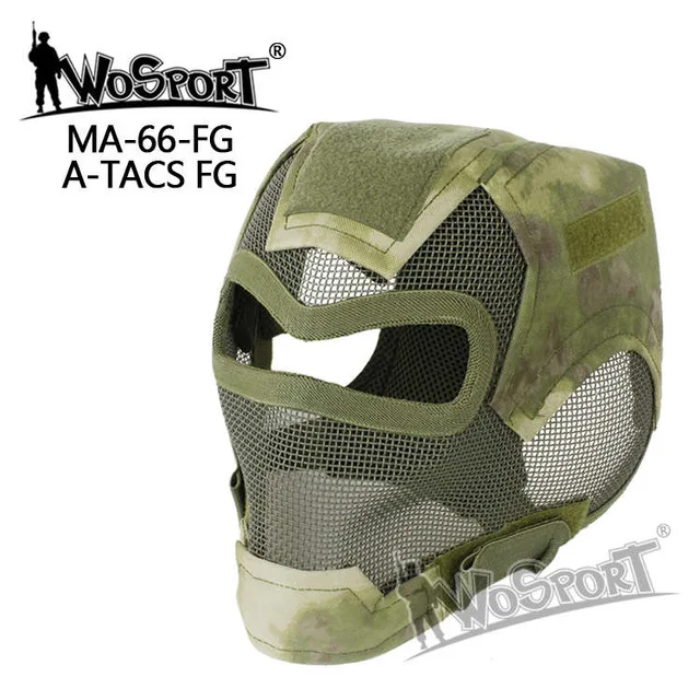 MA-66-FG WoSporT Пейнтбол защитные маски для лица металлическая сетка покрытие для лица большое видение Рогатка военный пистолет Пейнтбол спортивные аксессуары - Цвет: MA-66-FG