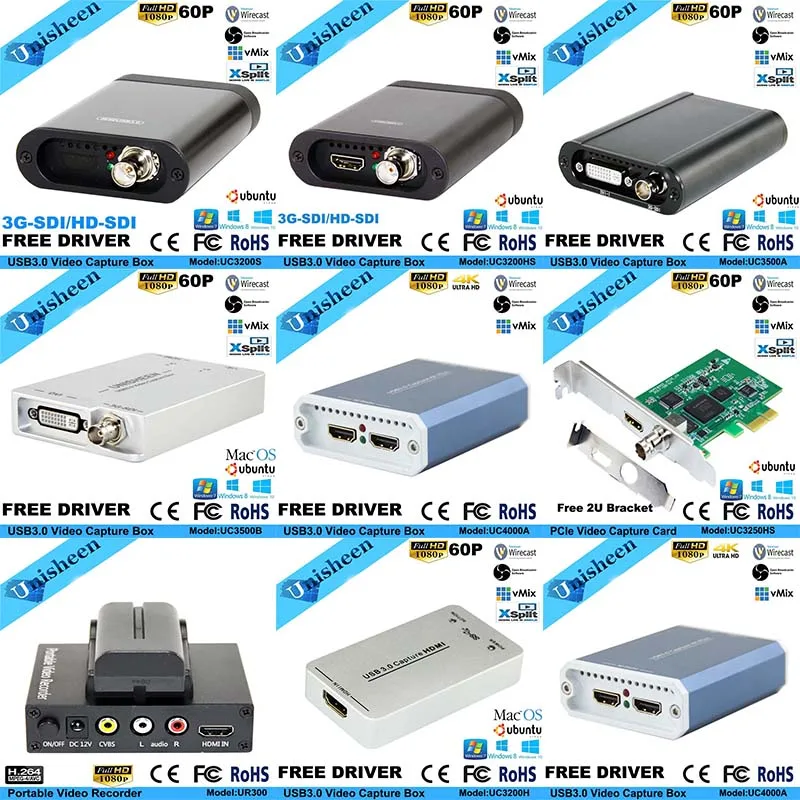 USB3.0 60FPS SDI HDMI видеозахвата коробка FPGA Grabber ключ игра потокового потока трансляции 1080P OBS vMix Wirecast Xsplit