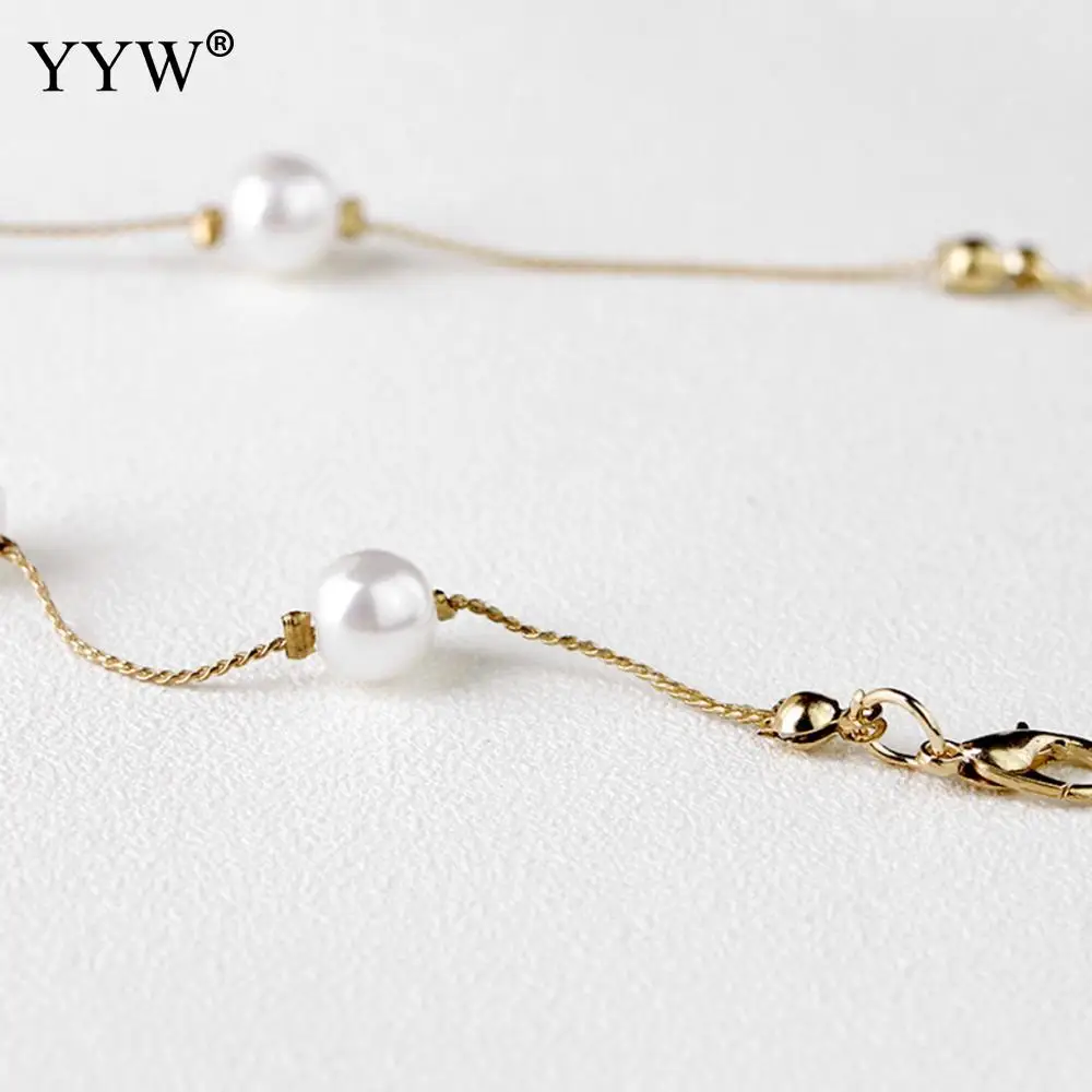YYW Новое Элегантное серебряное/золотое покрытие пластиковое жемчужное ожерелье