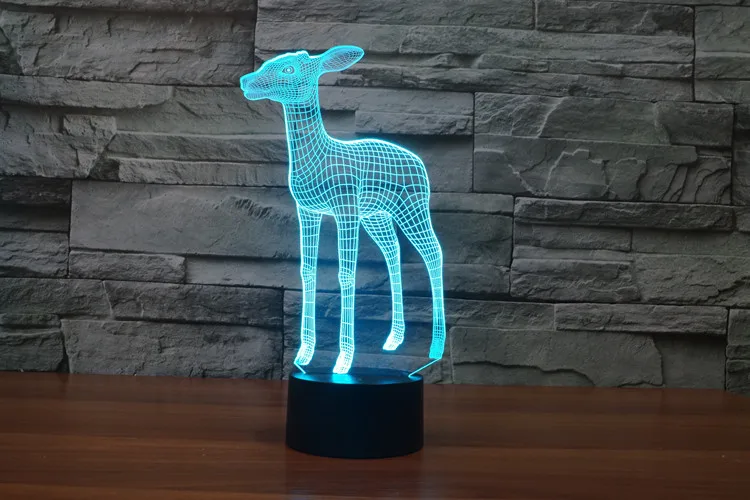 Креативная 3D лампа с оленем ночник новинка USB LED Настольная цветной сенсорный