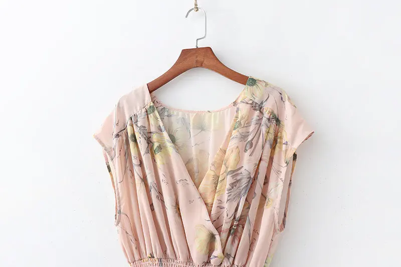Women Chiffon Dresses Summer 2019 New Arrival Boho People Floral Prints Pattern Empire Elastic Waist Female Sleeveless Dress | Женская