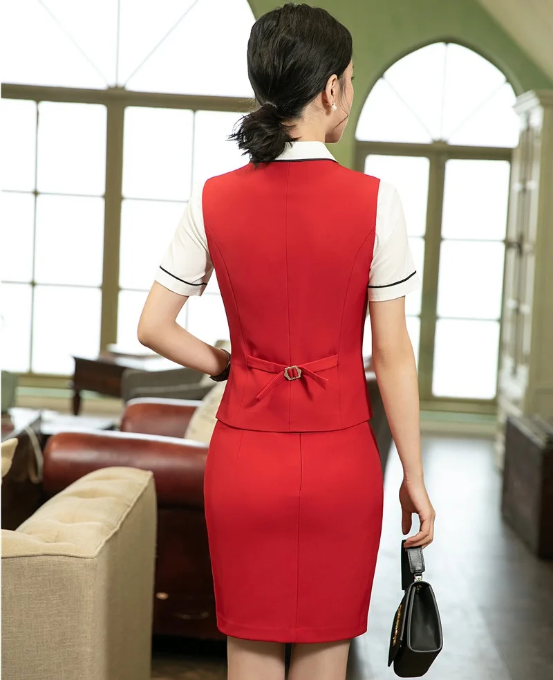 Деловые костюмы для женщин с топом и юбкой весна лето 2019 Женский офисный жилет