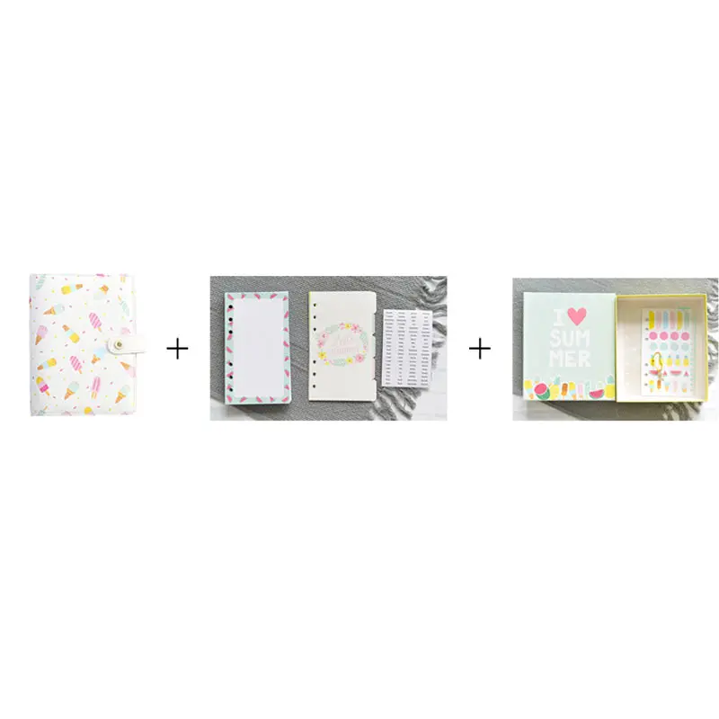Yiwi Lovedoki A6 творческий мороженое 6 папка с кольцевым механизмом Dokibook Кнопки канцелярские принадлежности - Цвет: Creative