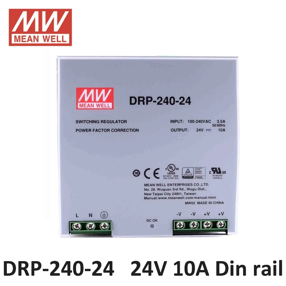 блок питания 24в MeanWell din рейку 24 В 10A 240 Вт PFC функция antminer l3 DRP Промышленные Din