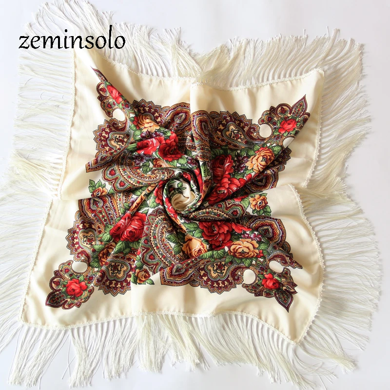 Женский квадратный шарф в русском стиле хиджаб большого размера хлопковый