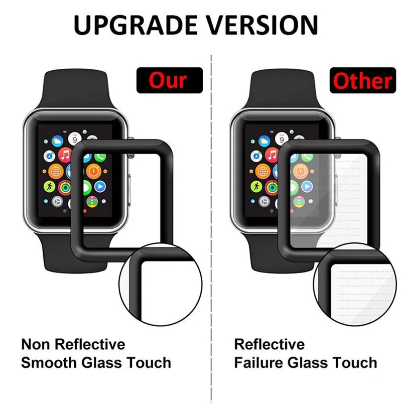 Полная проклейка для Apple Watch Series 1 2 3 4 полное покрытие закаленное стекло Защита