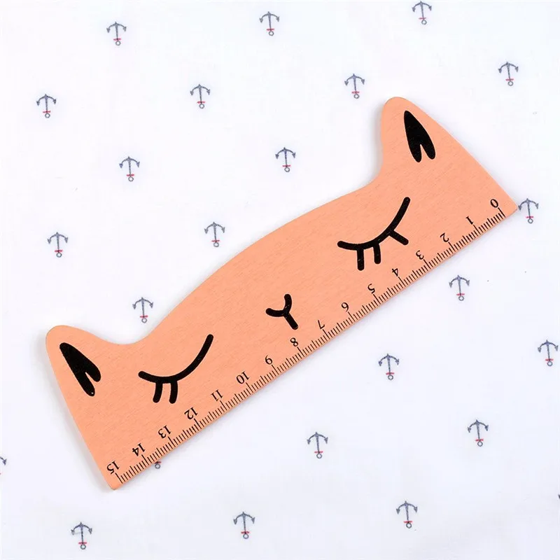 15 см Kawaii Cat деревянная линейка забавные канцелярские принадлежности школьная параллельная линейка для рисования корейские канцелярские принадлежности для обучения - Цвет: Оранжевый