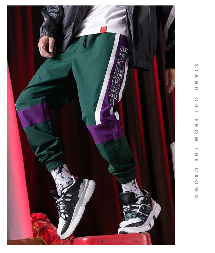 Для мужчин Sweatpant Весенняя Новинка модные штаны человек джоггеры trend уличной зеленой полосой брюки мужские панталоны A151-898