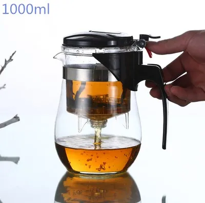 G-1000ml 1 шт./ 500 мл Термостойкое стекло домашний чайник применимый с офисным фильтром пузырьковый чайник Портативный кунг-фу чашка - Цвет: G-1000ml