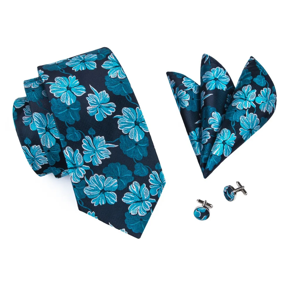 Женский Новый Модный цветочный галстук для мужчин 2017 бренд Hi-Tie запонки комплект