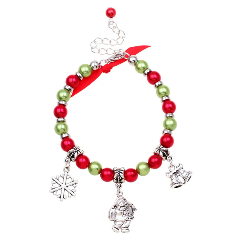 DoreenBeads Акриловые ручной работы бисерные браслеты красный и зеленый Рождество